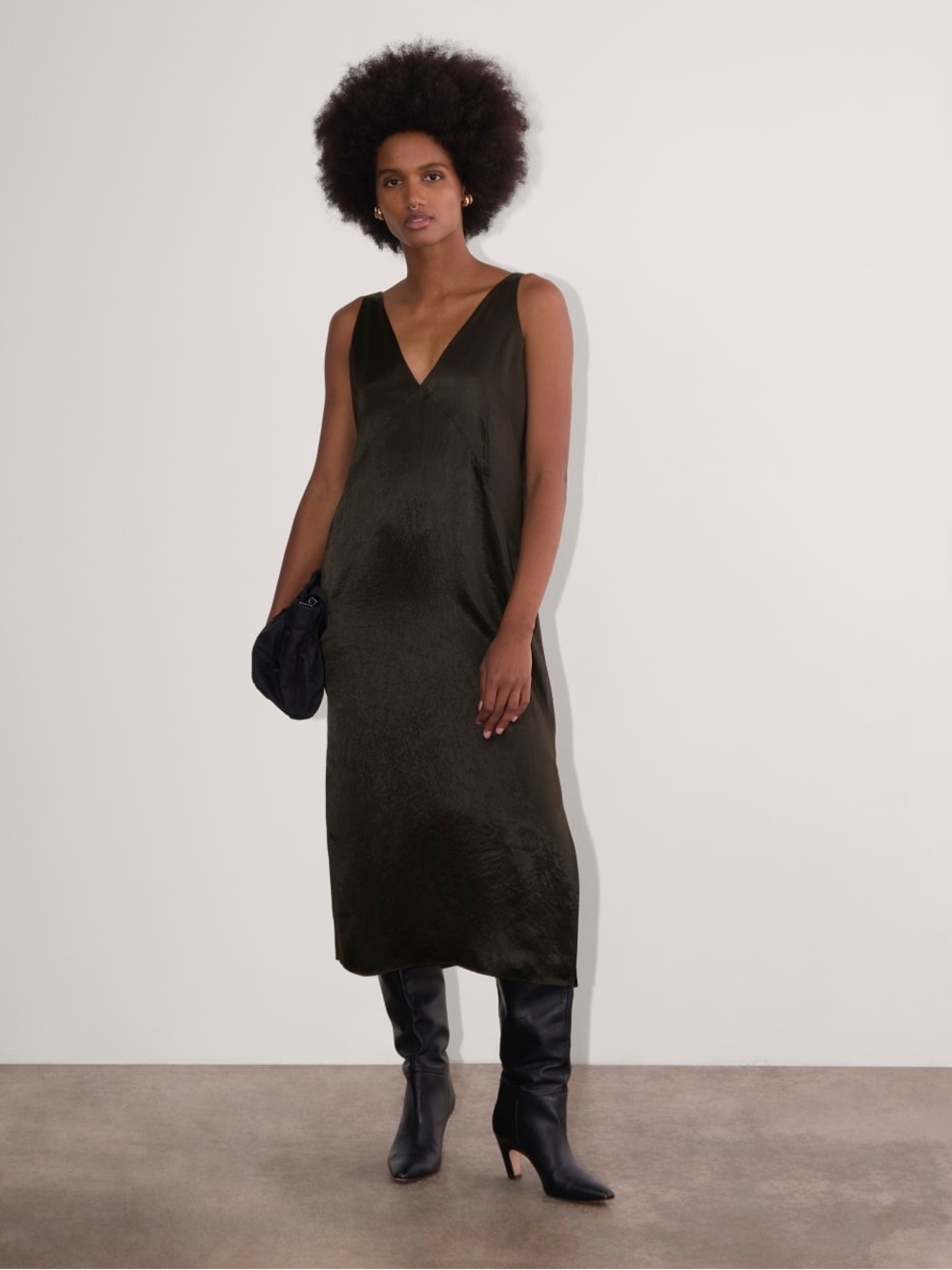 Everlane Black Slip Slip Midi Dress Size 0 NWT